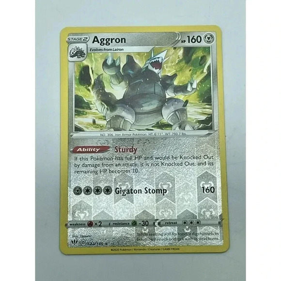 Aggron 123/189 SWSH03: Darkness Ablaze Pokemon TCG Reverse Holo Mint Unplayed‎ - Picture 1 of 7